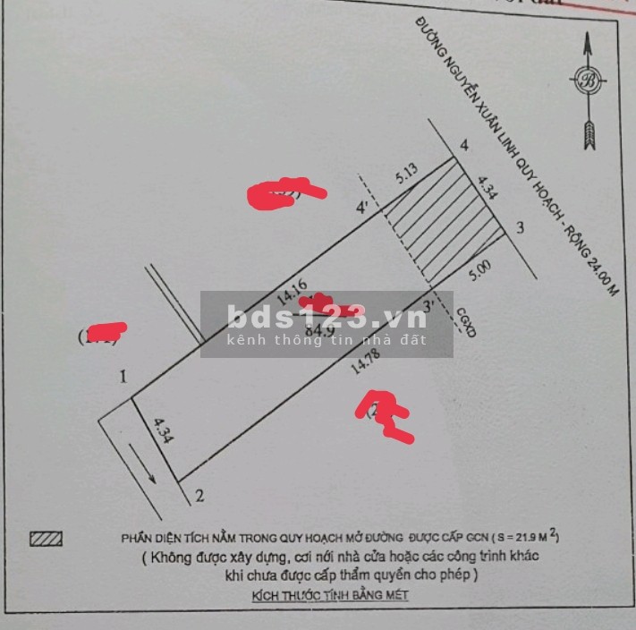 Bán nhà 3 tầng mặt đường Nguyễn xuân Linh 85m2 giá 2,xx tỷ Hướng Đông Bắc
