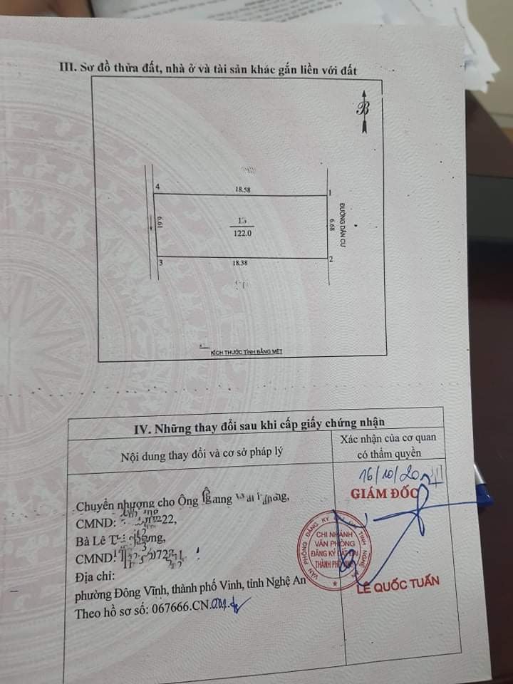 Cần bán lô đất đẹp vị trí đắc địa tại thành phố Vinh, Nghệ An, khu dân cư đông đúc