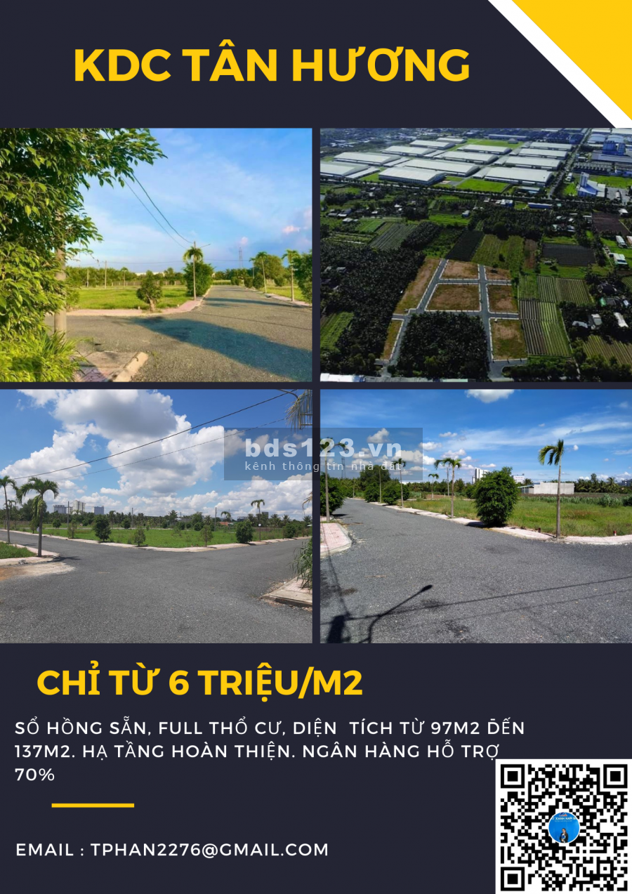 Đất nền Tân Hương giá rẻ chỉ từ 250 triệu đầu tư (30%), đường lớn, liên hệ 0365853239