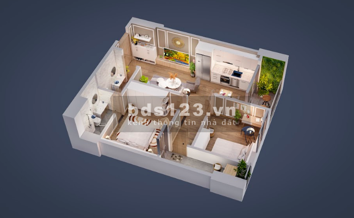 Chỉ 1.5 tỷ đã có thể sở hữu căn hộ 2PN diện tích 64.1m2 dự án Tecco Diamond
