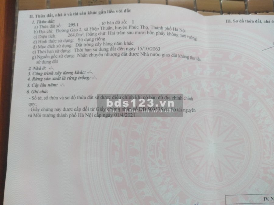 Bán đất Phùng 264m2 giá cực rẻ bao sổ, ngoại thành Hà Nội