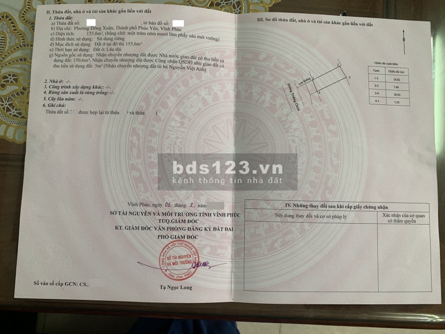 Chính chủ bán lô đất dt 155m2, mặt đường Trường Chinh, Đồng Xuân, giá bán 21 triệu/m2
