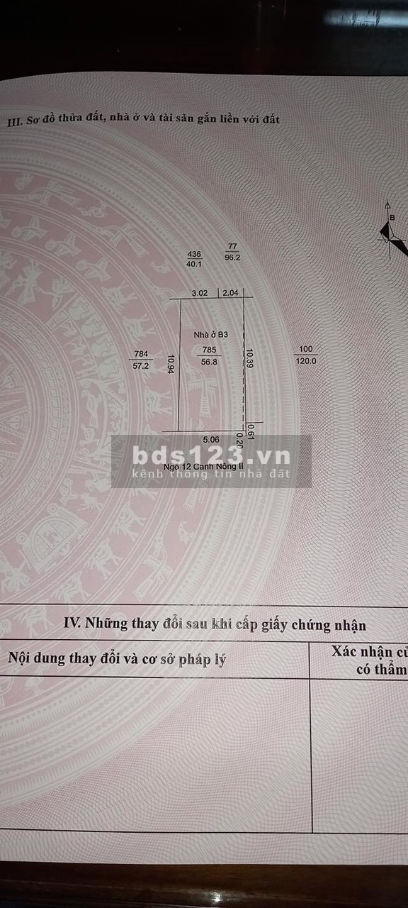 Bán nhà phố Canh Nông 2, ph Quang Trung, TP HD, 56.8m2, mt hơn 5m, 3 tầng, 3 ngủ