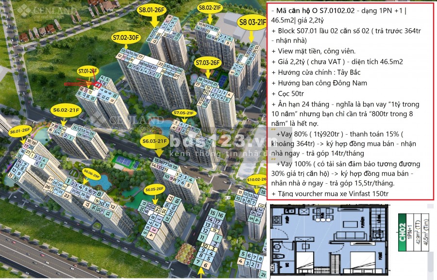 Căn hộ vinhome Q.9 | 1PN+1 | 46,5m2 - Hỗ trợ vay 100% - trả trước 0đ, liên hệ 0902146609
