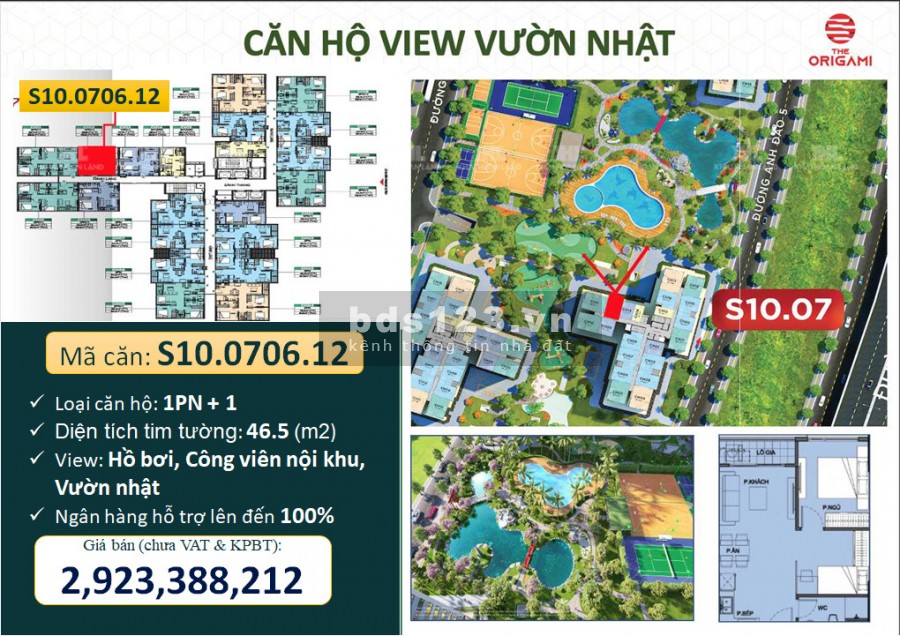 Căn hộ vinhome Q.9 | 1PN+1 | 46,5m2 - Hỗ trợ vay 100% - trả trước 0đ, liên hệ 0902146609