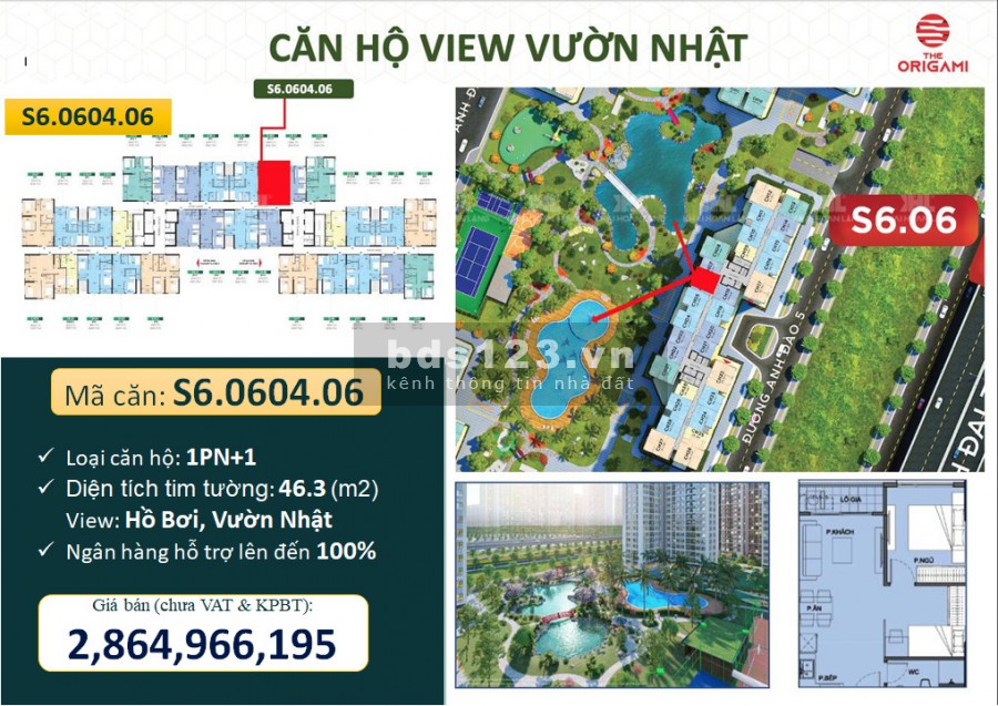 Căn hộ vinhome Q.9 | 1PN+1 | 46,5m2 - Hỗ trợ vay 100% - trả trước 0đ, liên hệ 0902146609