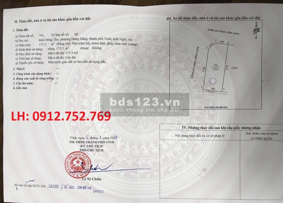 Bán đất kinh doanh hai mặt tiền siêu đẹp phường Hưng Dũng, thành phố Vinh, sổ sẵn