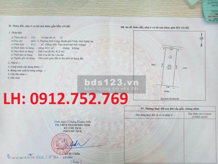 Bán đất chính chủ view hồ siêu thoáng khối 11 phường Đội Cung, thành phố Vinh, sổ sẵn