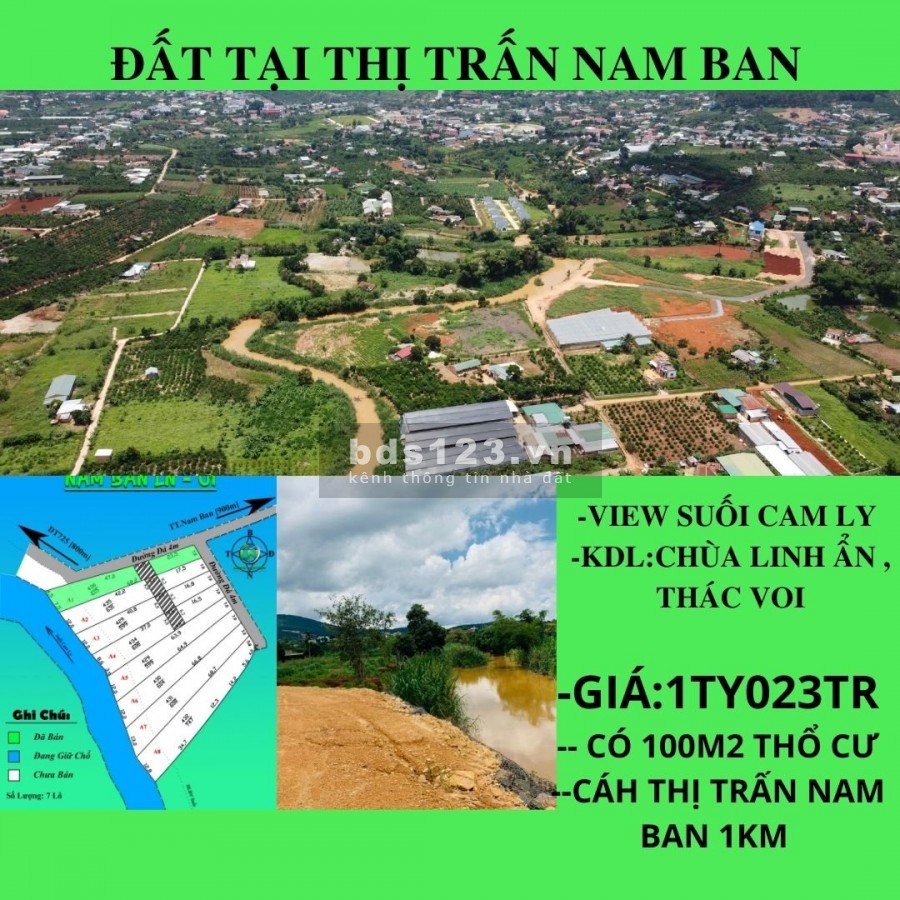Đất nghĩ dưỡng view suối Cam Ly Sổ Riêng thổ cư thị trấn Nam Ban, liên hệ xem đất 0339522060