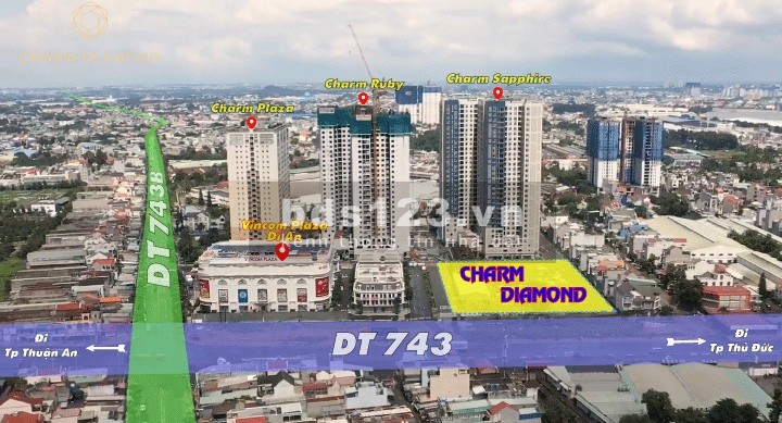 Chỉ với 399tr sở hữu CharmDiamond - Vincom Dĩ An chuẩn cao cấp 5 sao, 100% căn hộ đón nắng gió