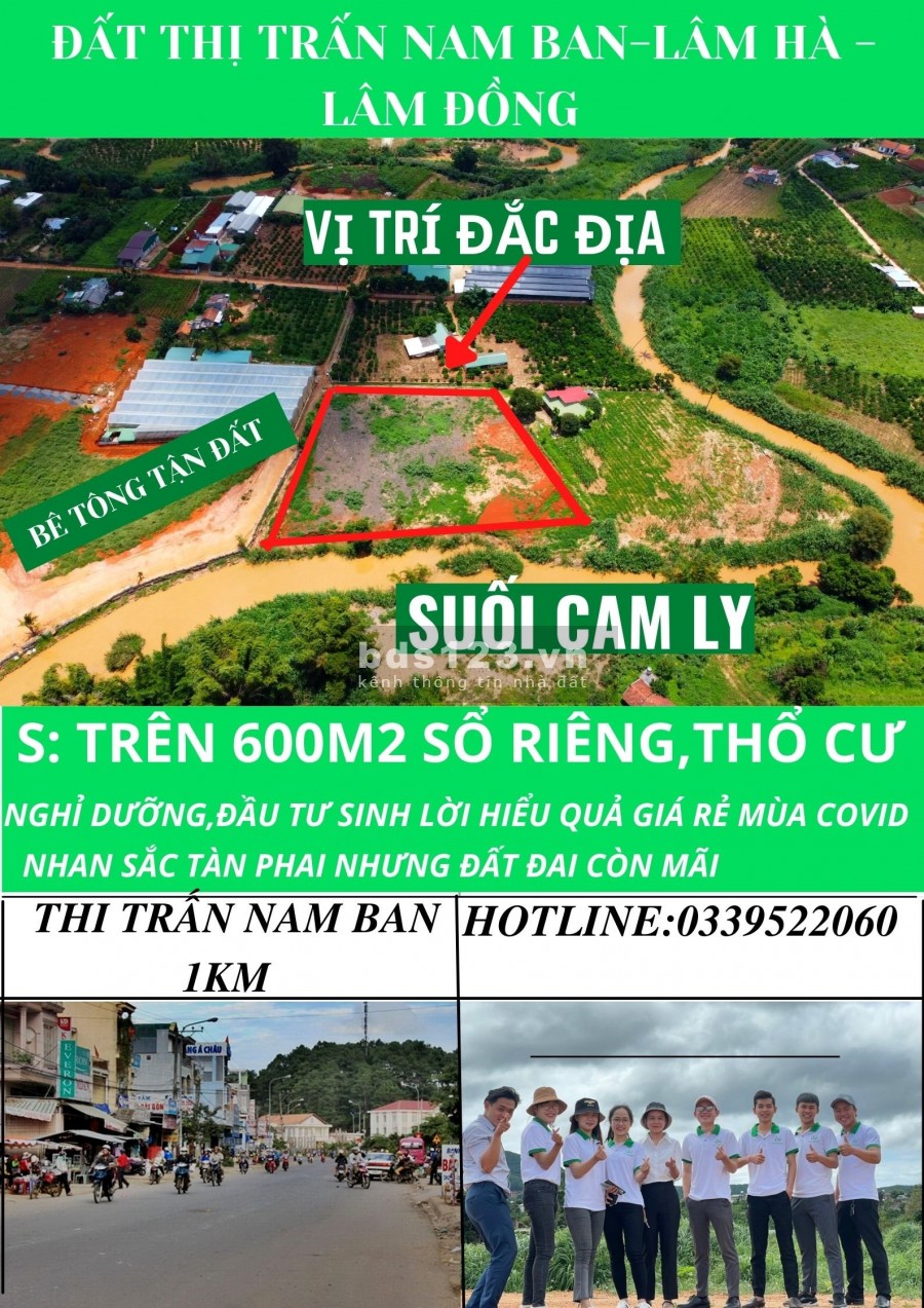 Bán đất view suối Cam Ly 102 tại thị trấn Nam Ban sở hồng thổ cư, liên hệ 0339522060