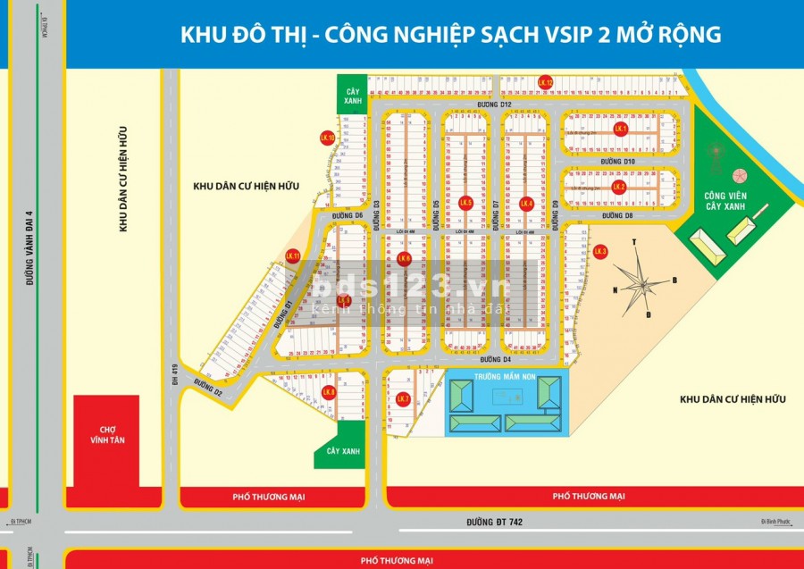 Bán gấp lô góc 2 mặt tiền kinh doanh buôn bán đối diện trường học giá đầu tư KCN VSIP