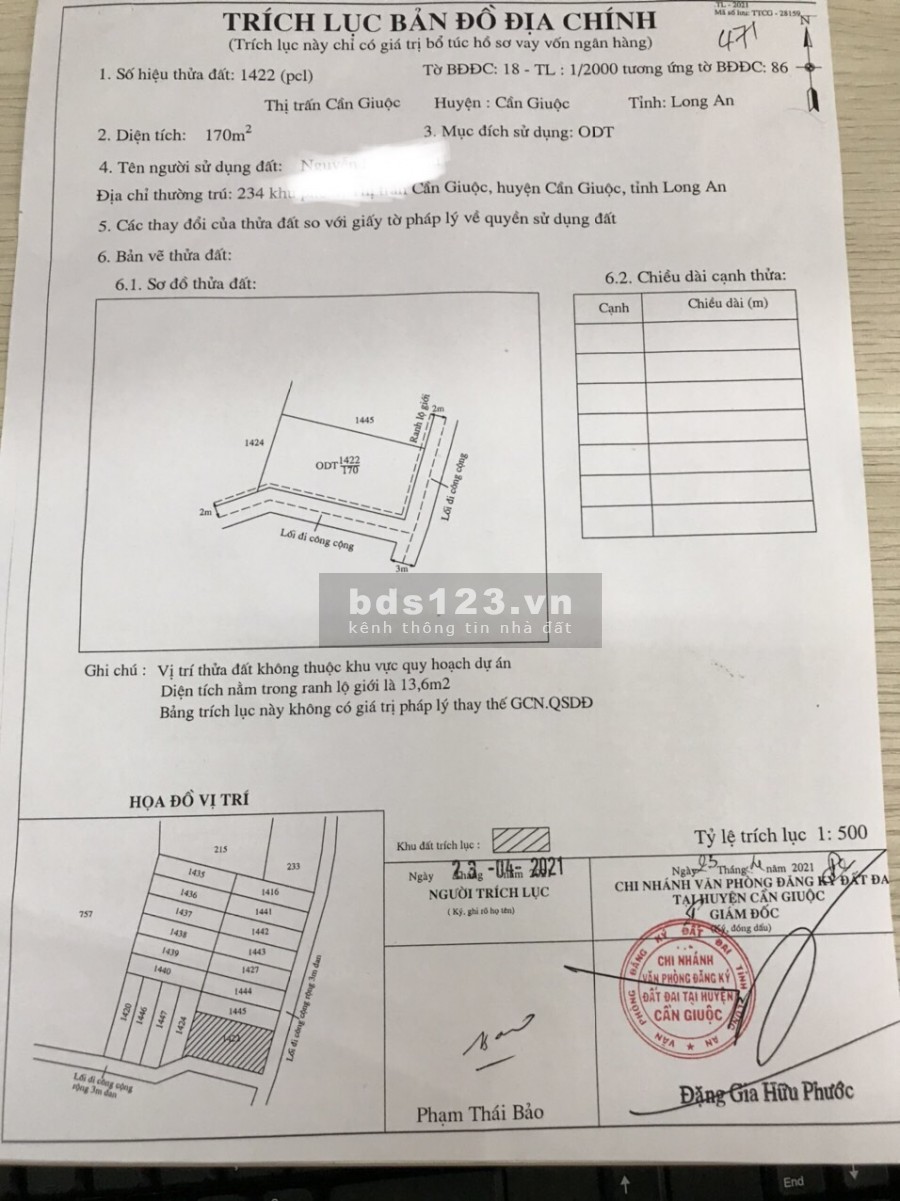 Bán gấp đất thổ cư Thị Trấn Cần Giuộc, diện tích sử dụng 170m2, giá chỉ 2.35 tỷ, sổ sẵn