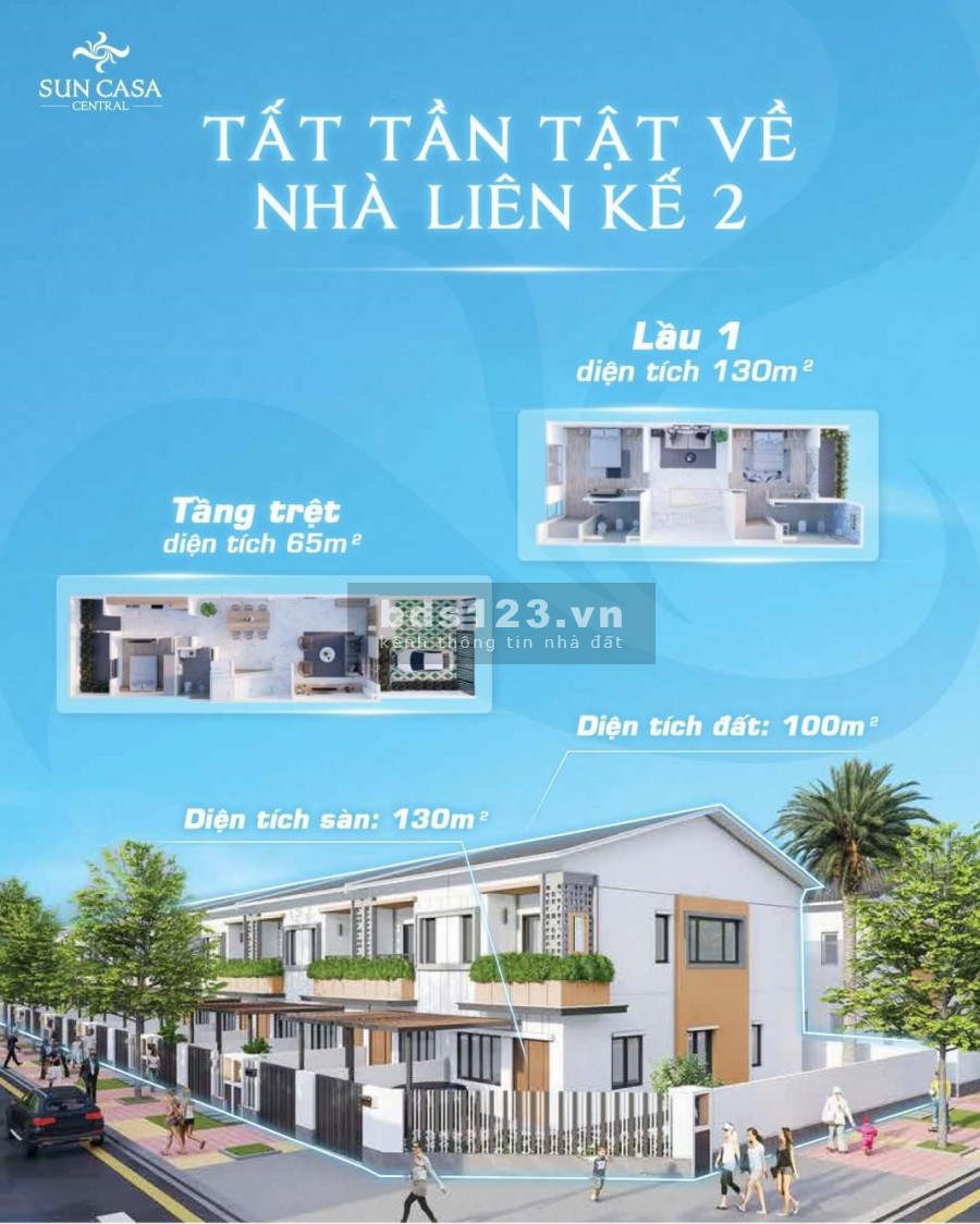 Bán nhà liền kế 1 trệt 1 lầu- đợt 2 dự án Sun Casa Central, liên hệ 0395730609