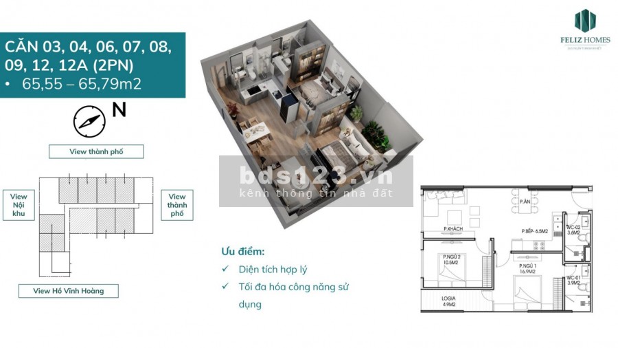 Bán căn hộ 2PN diện tích sử dụng 65m2 đường Hoàng Mai, liên hệ 0879970660, sổ sẵn