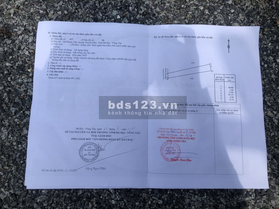 Cần bán đất xây nhà vườn Giá 1,6 triệu/m2 tại Xuyên Mộc, liên hệ xem đất 0908846426