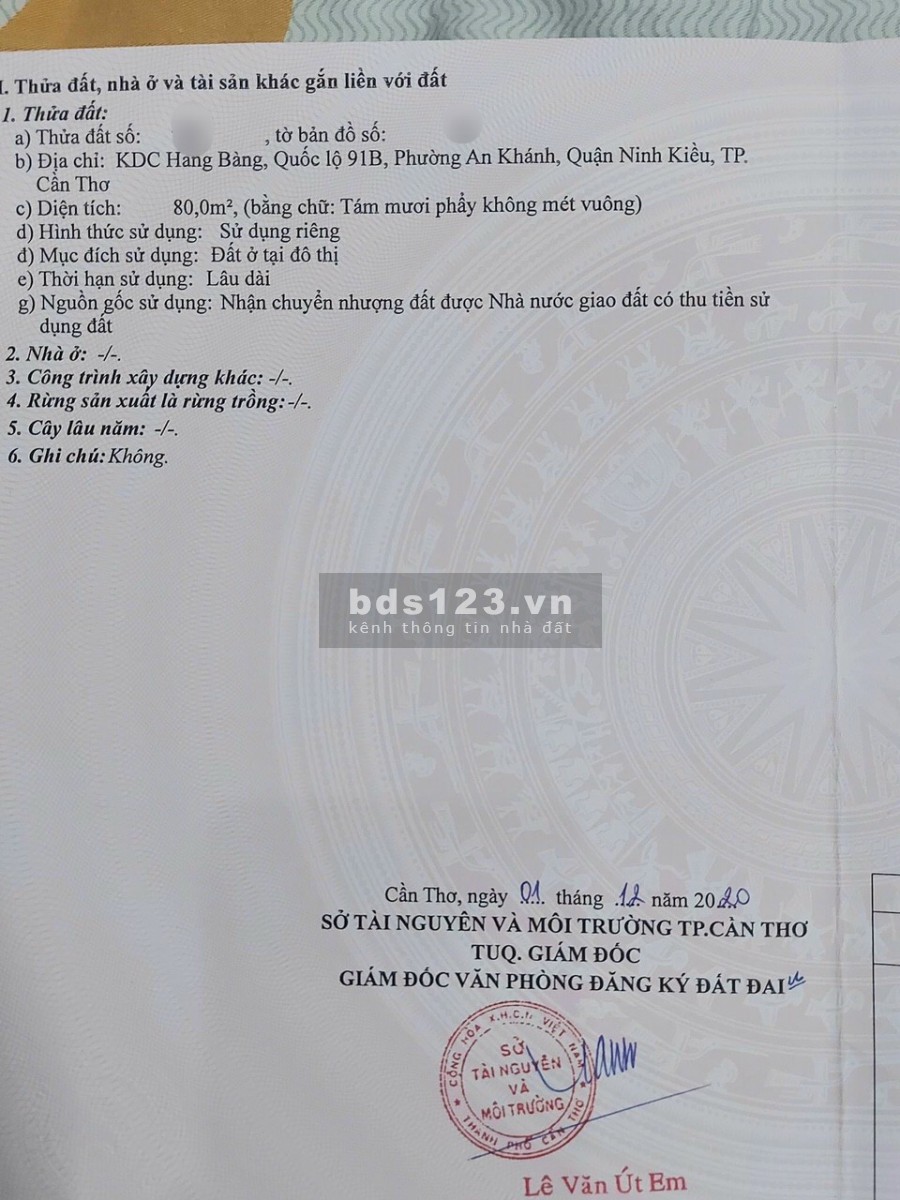 Cần bán đất nền khu dân cư Hàng Bàng phường An Khánh, giá bán 2.9 tỷ, liên hệ 0916756315
