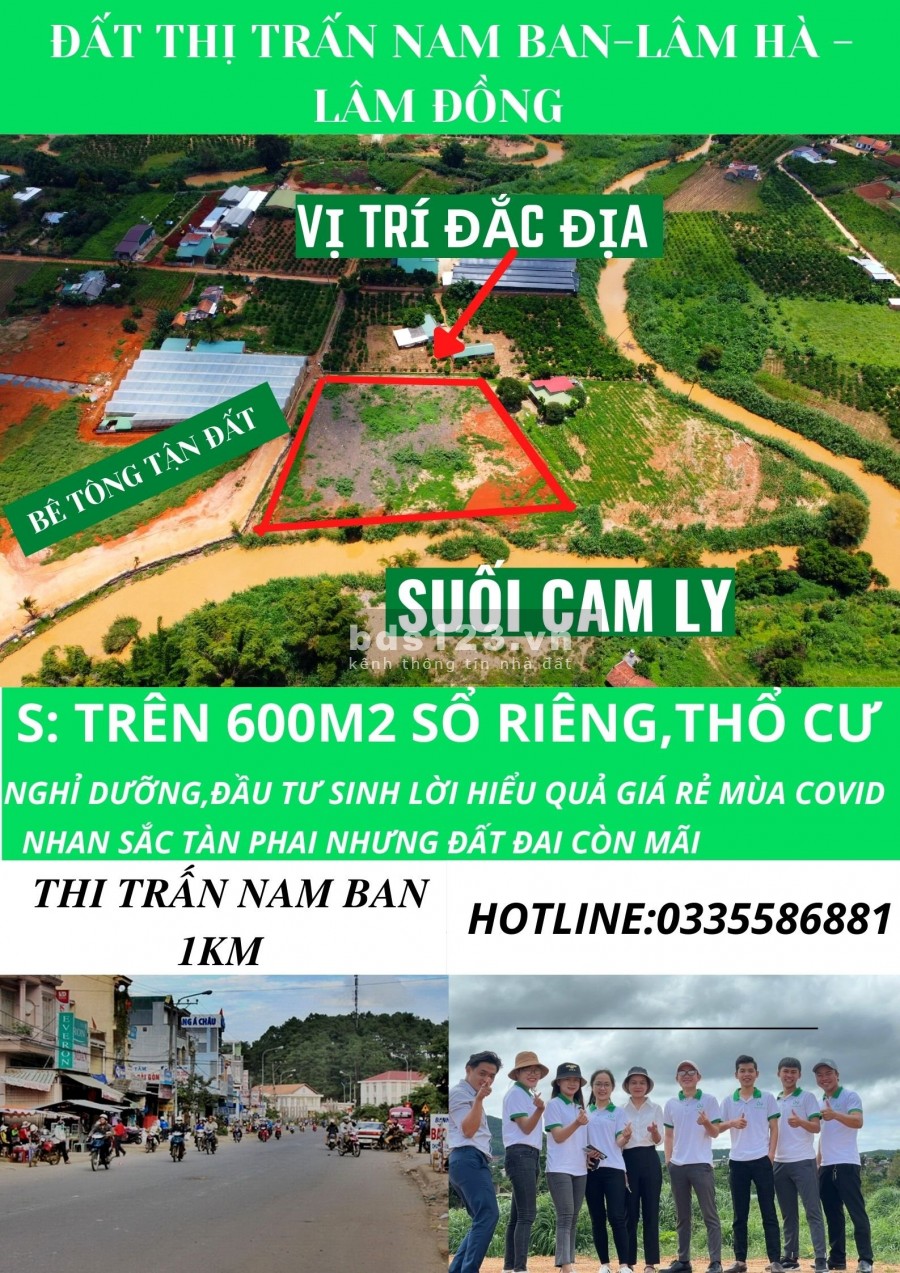 Đất nền thị trấn Nam Ban chỉ 1ty23tr sẵn diện tích 100m2 thổ cư gần Thác Voi, có sổ riêng