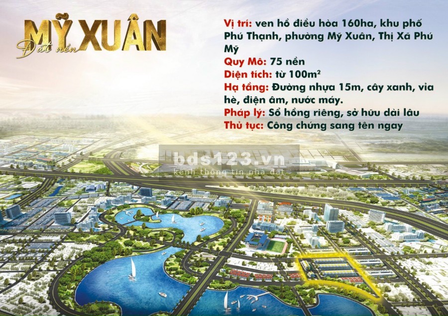 Đất nền thổ cư ngay trung tâm đô thị mới Phú Mỹ, ngân hàng hỗ trợ vay 70%, pháp lí chuẩ