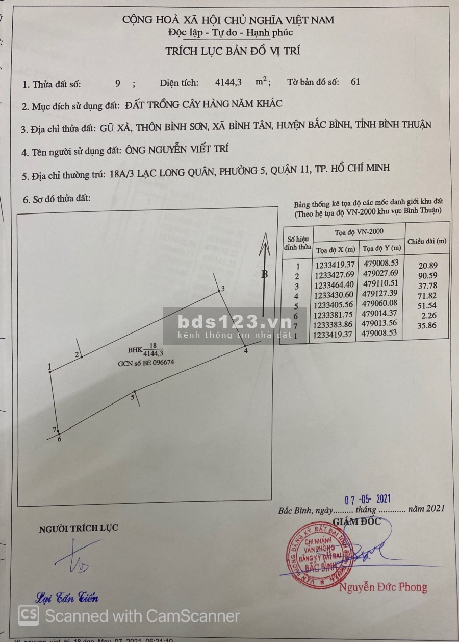 Bán đất bình thuận 4144m2 giá 538 triệu, (chiếc khấu 10% theo chính sách), sổ đỏ, đường liên huyện