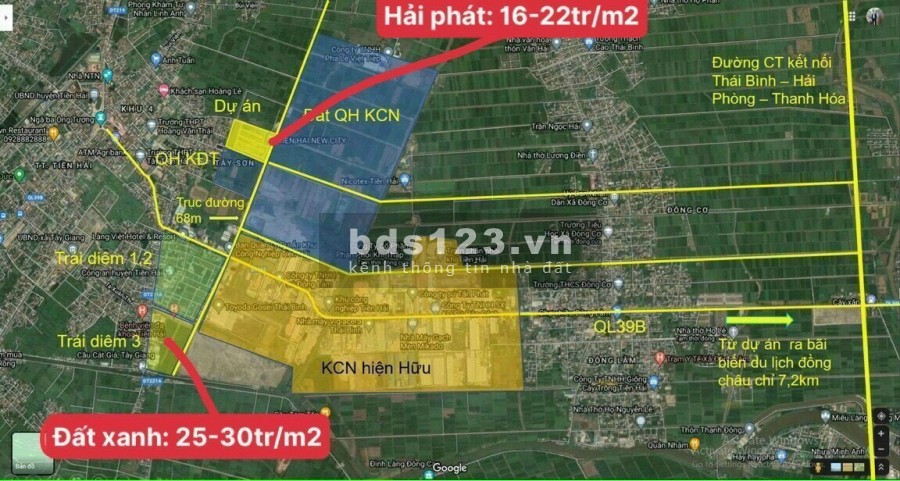 Đất nền sổ đỏ đối diện khu công nghiệp Tiền Hải sổ sẵn chính chủ, bàn giao ngay