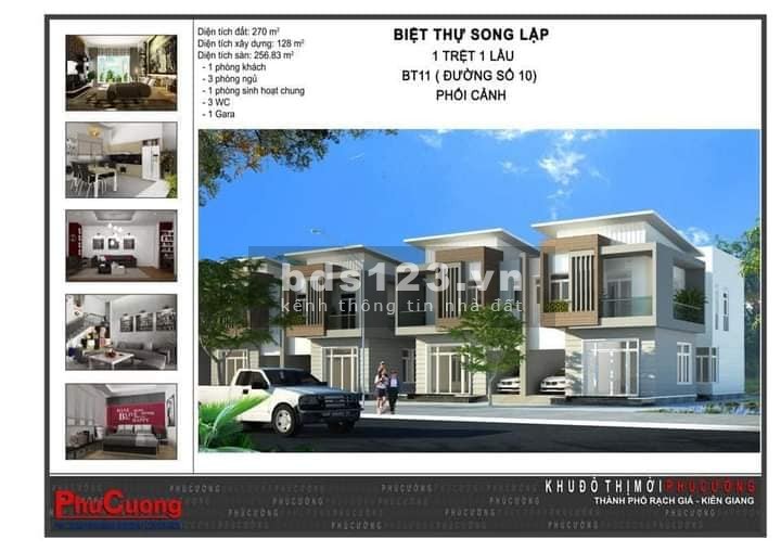 Bán đất nền Biệt Thự MT Nguyễn Thành Thép , Khu Đô Thị Phú Cường, Kiên Giang, 10x27m giá 2 tỷ xxx