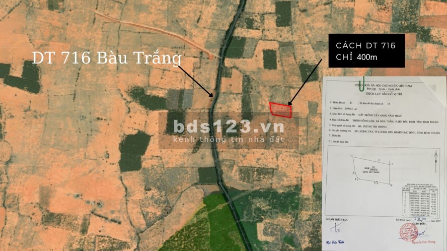 Đất Bình Thuận diện tích 10.900m2 Đường Dt 716 xã Hòa Thắng, sổ đỏ chính chủ