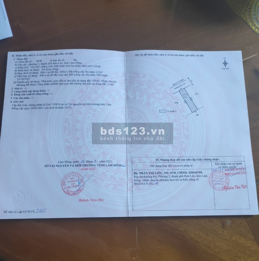 Bán lô đất có sẵn thổ cư đường Mạc Đĩnh Chi thành phố Bảo Lộc, giá tốt đầu tư
