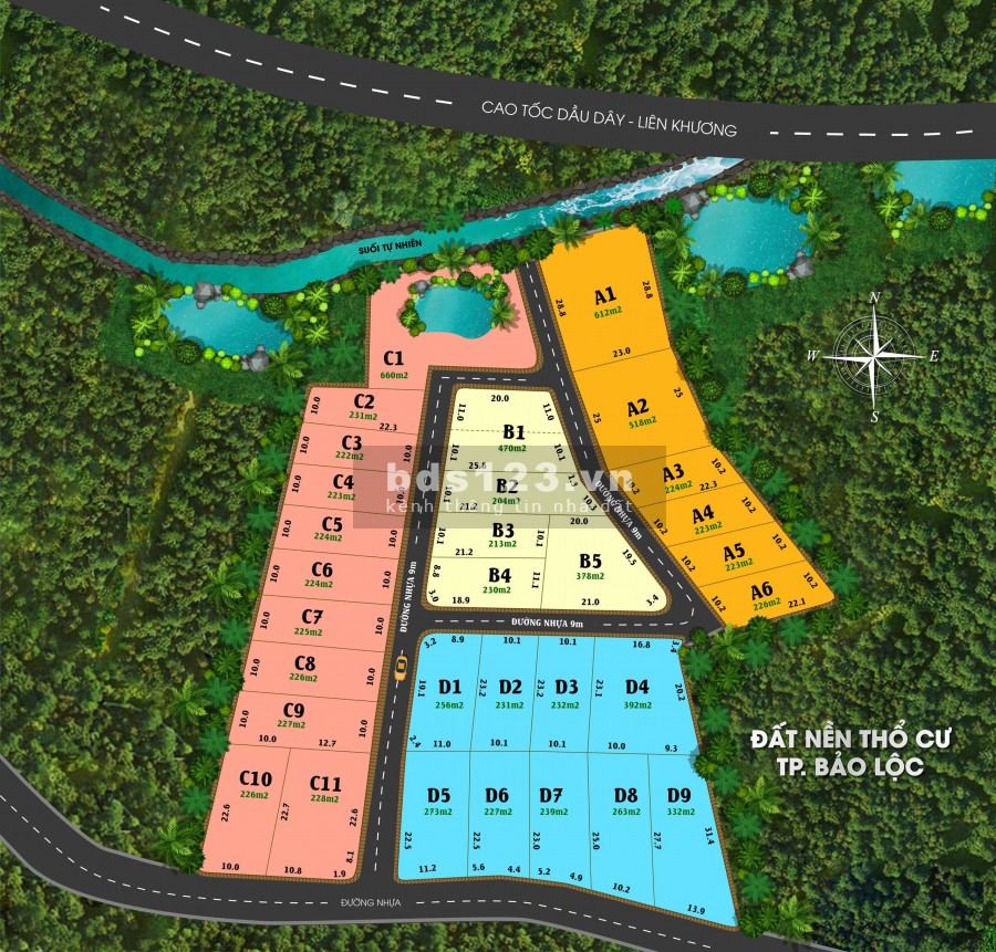 Đất nền thành phố Bảo Lộc diện tích 200m2 thổ cư, liền kề cao tốc giá bán chỉ từ 5tr/m2