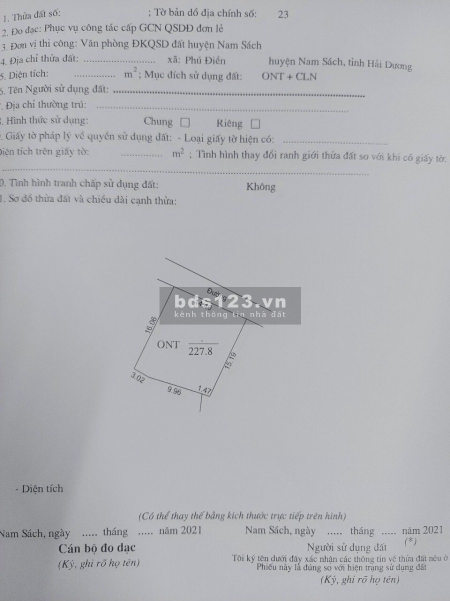 Mặt tiền 14.6m*18m Phú Điền, Nam Sách Hải Dương, liên hệ…