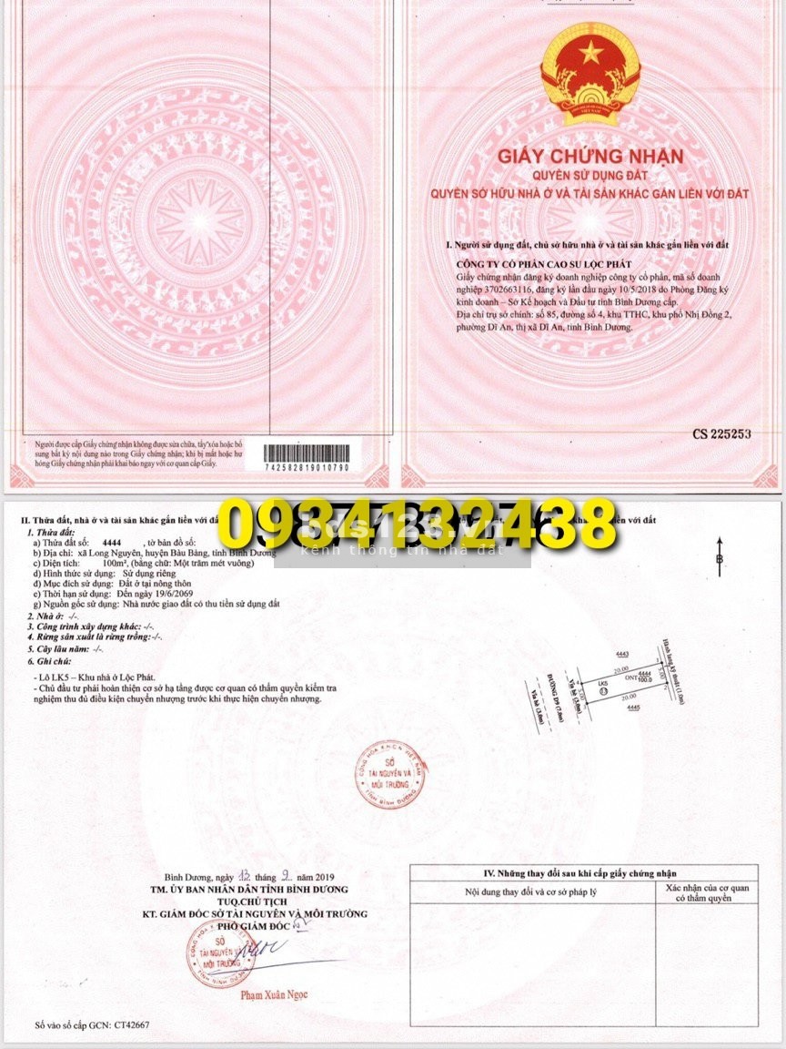 Bán gấp lô đất Khu nhà ở Lộc Phát cách TT Thị xã Bến Cát 5Km giá đầu tư 17/9