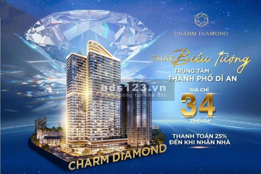 Thanh toán chỉ 25% đến khi nhận nhà, hổ trợ ân hạn gốc lãi chỉ có tại Charm Diamond