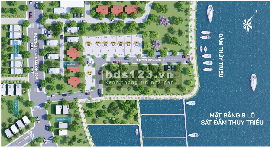 Bán đất nền Cam Lâm 8 lô sát đầm Thủy Triều tiện ích đủ, đường rộng vào dễ dàng