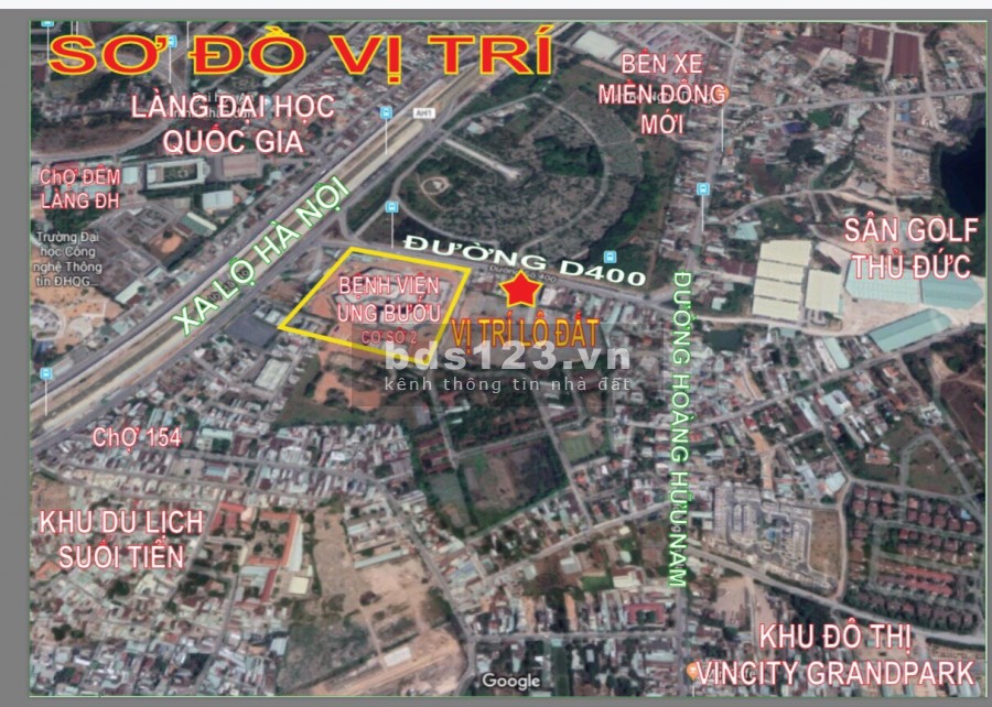 Bán lô đất 239m2 MT đường D400, sát bên bệnh Viện Ung Bướu Cơ Sở 2