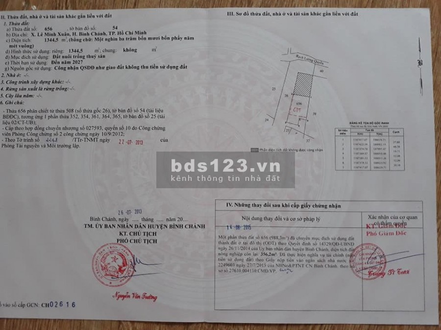 Bán 1300m đất thổ đường Trần Đại Nghĩa gần KCN Lê Minh Xuân