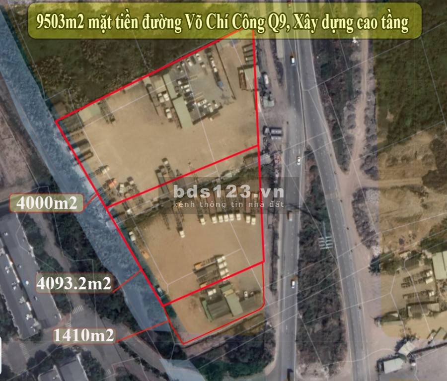 Diện tích sử dụng đất 9503m2 mặt tiền đường Võ Chí Công Quận 9, Xây dựng cao tầng