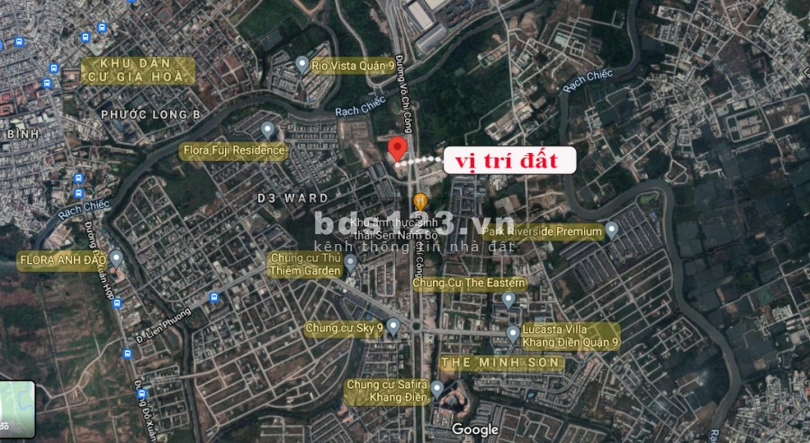 Diện tích sử dụng đất 9503m2 mặt tiền đường Võ Chí Công Quận 9, Xây dựng cao tầng