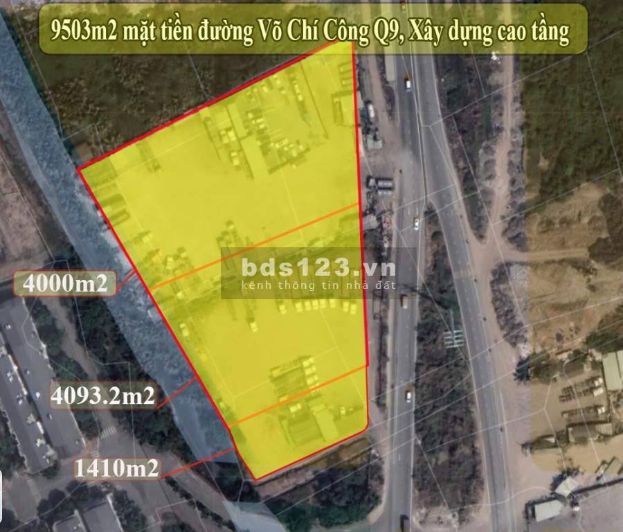 Diện tích sử dụng đất 9503m2 mặt tiền đường Võ Chí Công Quận 9, Xây dựng cao tầng