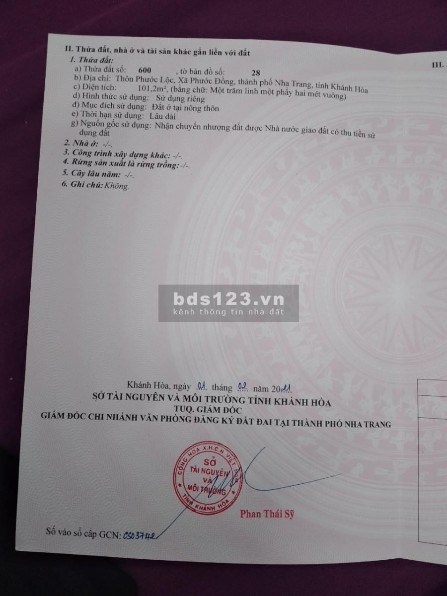 Cần bán đất đường đỗ xuân hợp xã Phước Đồng Nha Trang, ngân hàng hỗ trợ vay vốn 50%