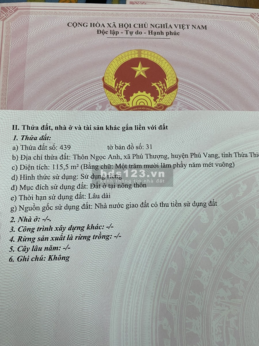 Khu quy hoạch Ngọc Anh diện tích sử dụng 115,5m2 giá 23,5…