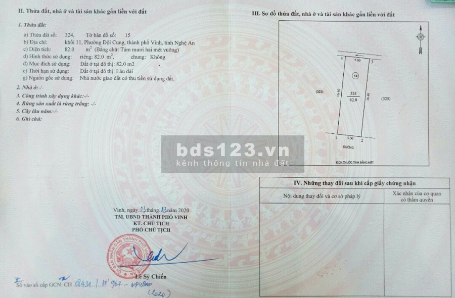 Bán đất ngõ đường Nguyễn Tiềm phường Đội Cung, thành phố Vinh giá bán 1.25 tỷ