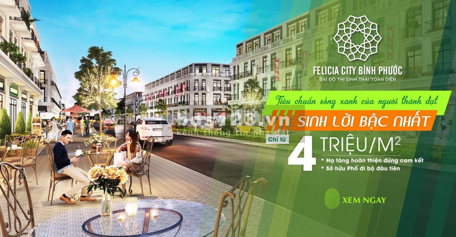 Sở hữu ngay đất nền khu đô sinh thải Felicia đẳng cấp nhất Bình Phước với chỉ 4 triệu/m2