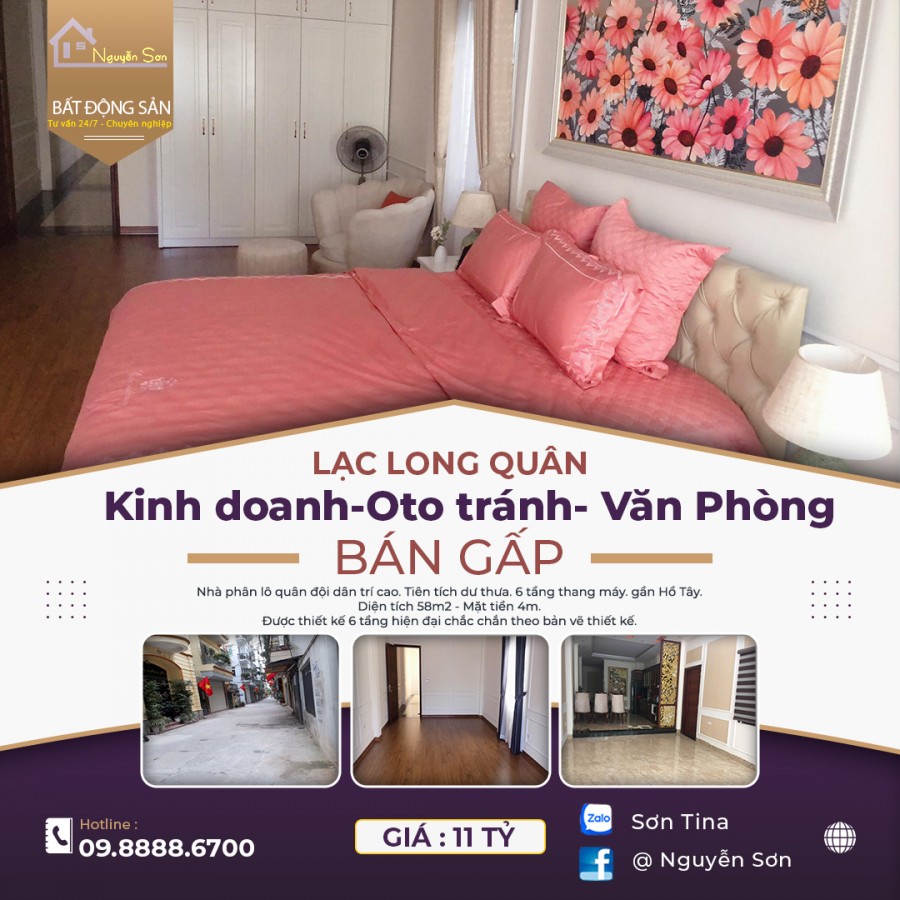 Lạc Long Quân kinh doanh văn phòng thang máy dtsd 54m2 giá bán 11 tỷ gần Hồ Tây