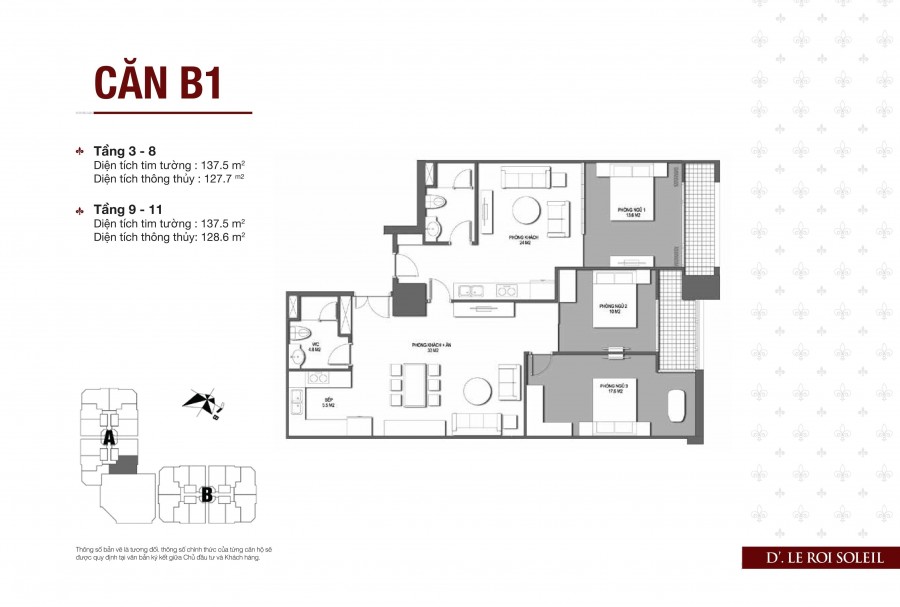 Bán căn hộ 3 phòng ngủ 111m2 chung cư D'Le Soleil giá rẻ nhất thị trường, tầng cao, view thoáng
