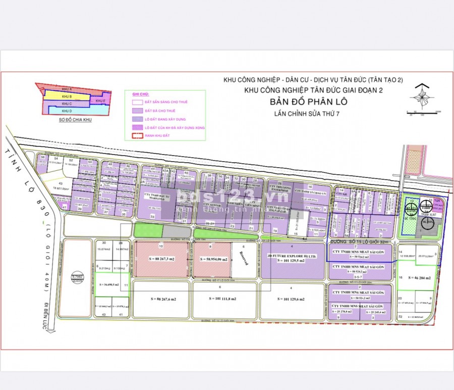 Bán đất và cho thuê đất 1ha - 150ha KCN Tân Đức, Đức Hòa, Long An giá 3.8 triệu/m2