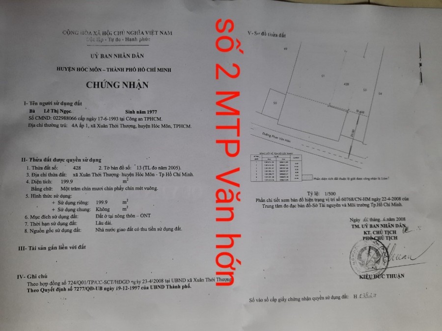 Bán đất mặt tiền Đường Phan Văn Hớn, Xã Xuân Thới Thượng, Hóc Môn, Hồ Chí Minh