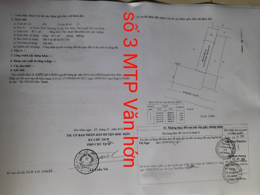 Bán đất mặt tiền Đường Phan Văn Hớn, Xã Xuân Thới Thượng, Hóc Môn, Hồ Chí Minh