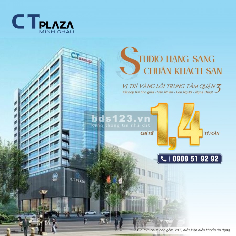 CT Plaza Minh Châu mở bán căn hộ dịch vụ ngay trung tâm Quận 3 bàn giao hoàn thiện nội thất cơ bản