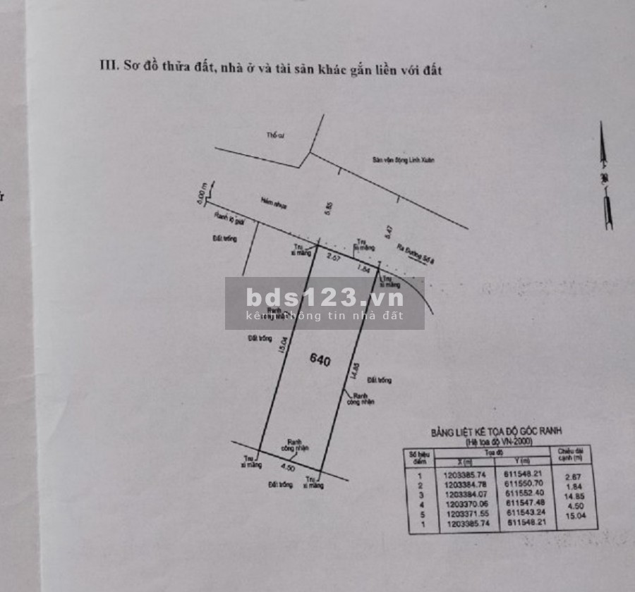 Bán đất thổ cư Linh Xuân, Thủ Đức, diện tích 4.5mx15m, giá…