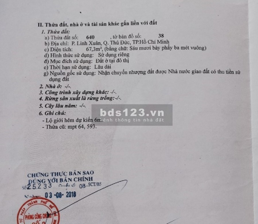 Bán đất thổ cư Linh Xuân, Thủ Đức, diện tích 4.5mx15m, giá…